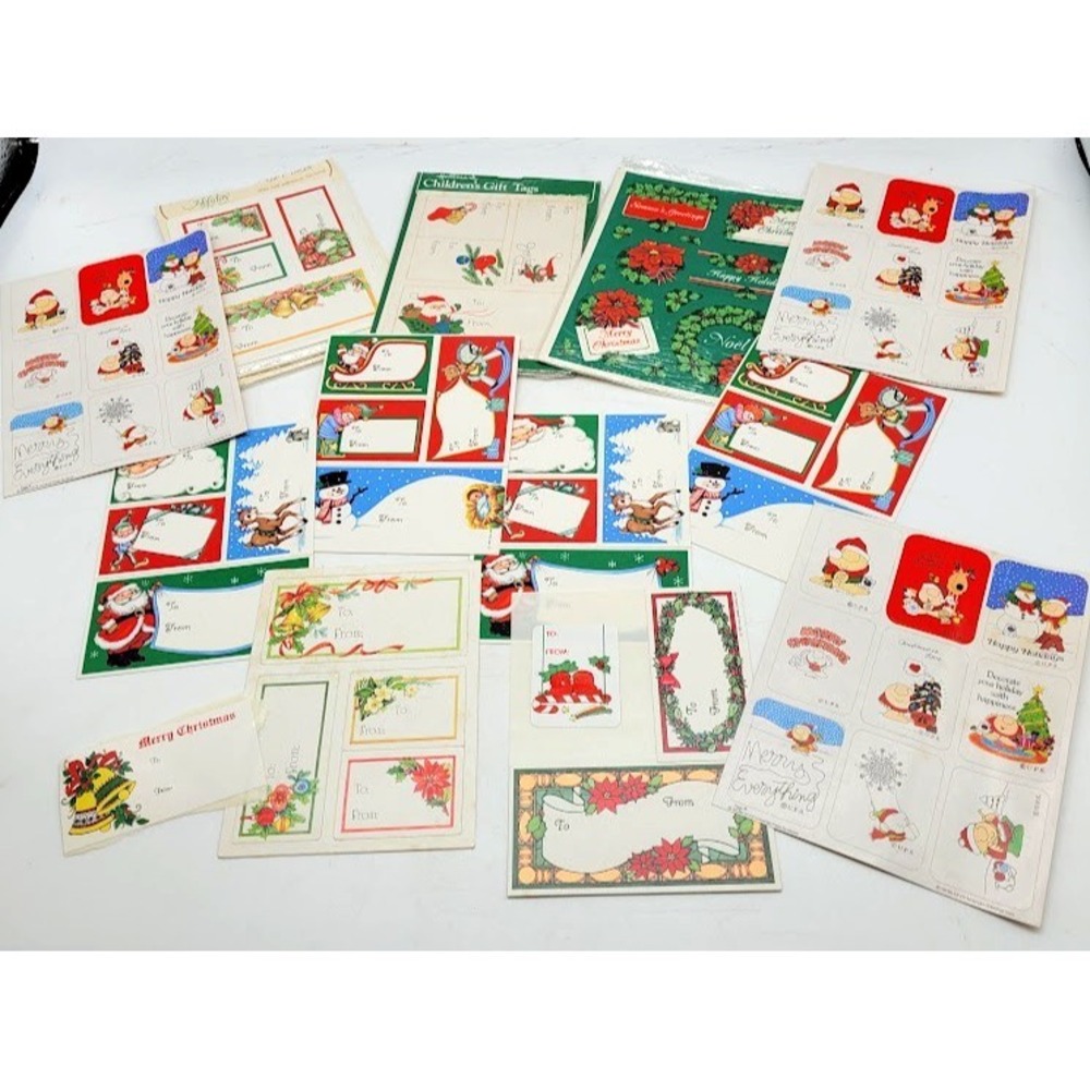 VTG 70's 80s NOS Christmas Gift Name Present Tags Holiday Lot Stickers Holiday